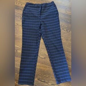 Rachel Zoe- Navy Blue & Tan Plaid Pants